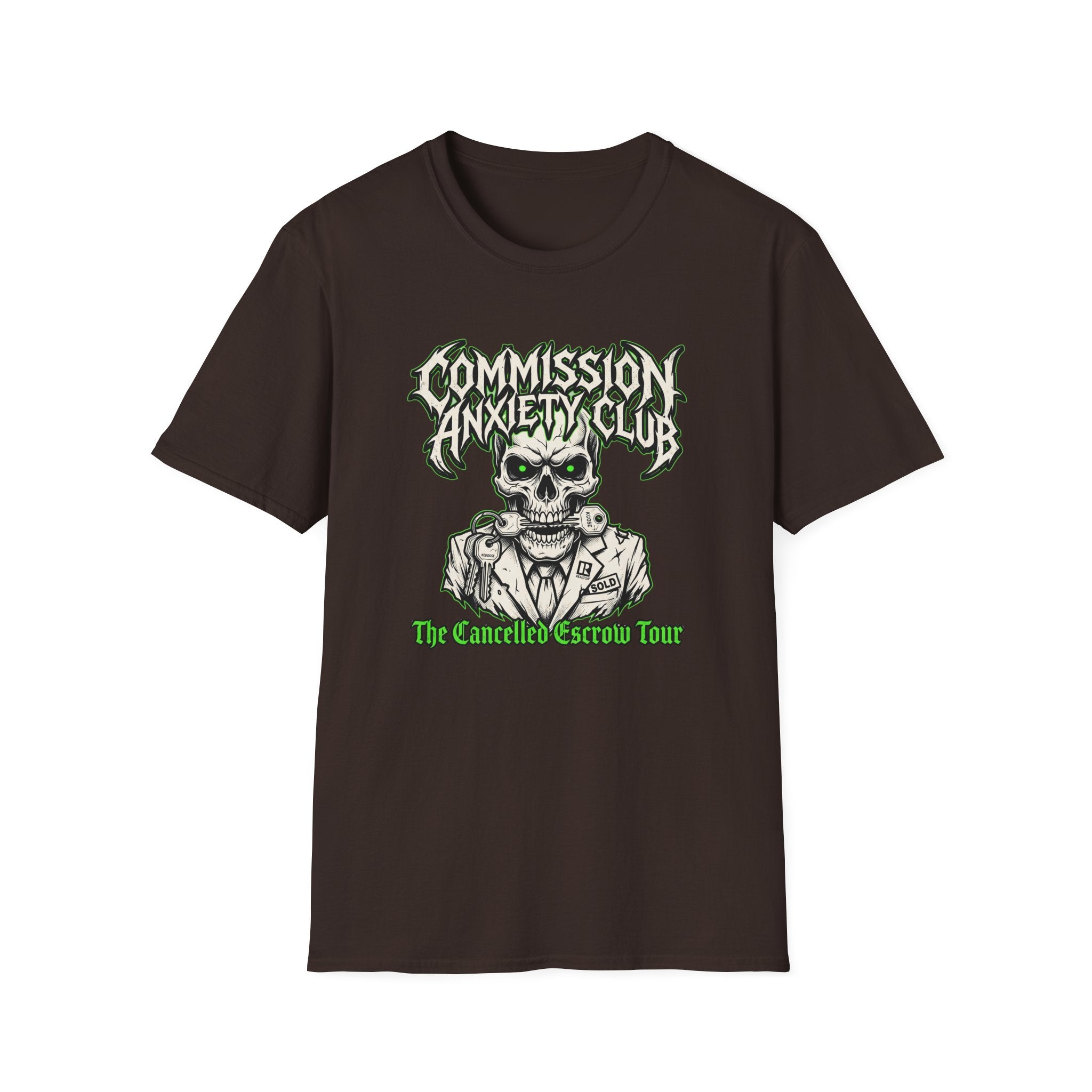 Commission Anxiety Club T‑Shirt — Skull Graphic Tee for Artists & Creators
