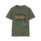 T-Shirt — "My Body Is At This Open House, My Mind Is On A Beach" Beach House Real Estate Tee