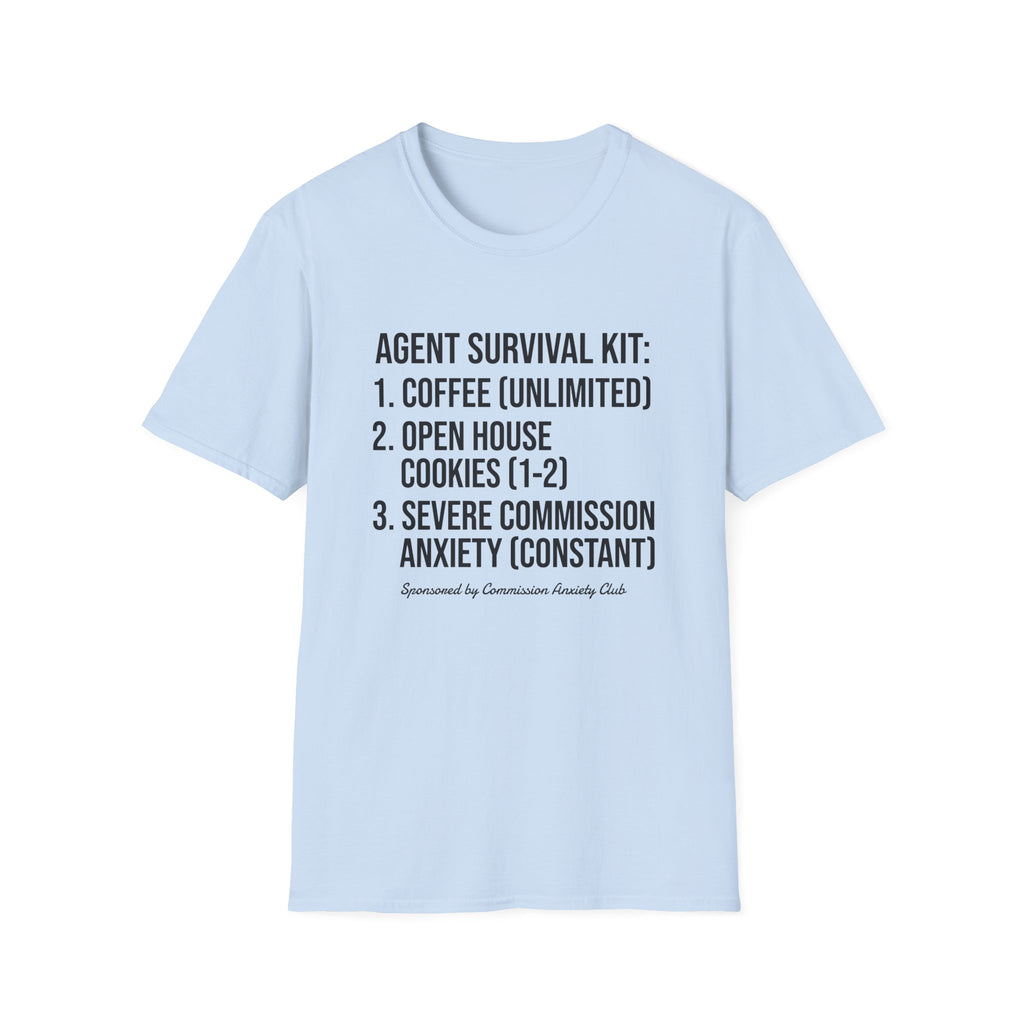 Agent Survival Kit T-Shirt — Funny Real Estate Agent Shirt (Coffee, Open House Cookies)