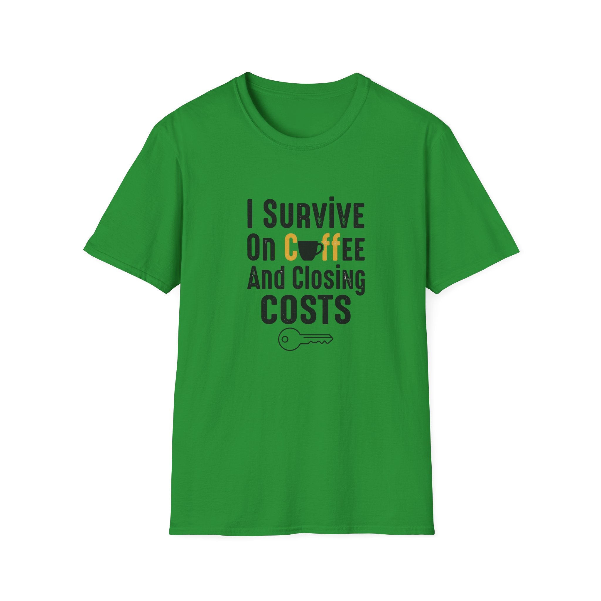 I Survive On Coffee And Closing Costs T-Shirt — Real Estate Agent Coffee Tee