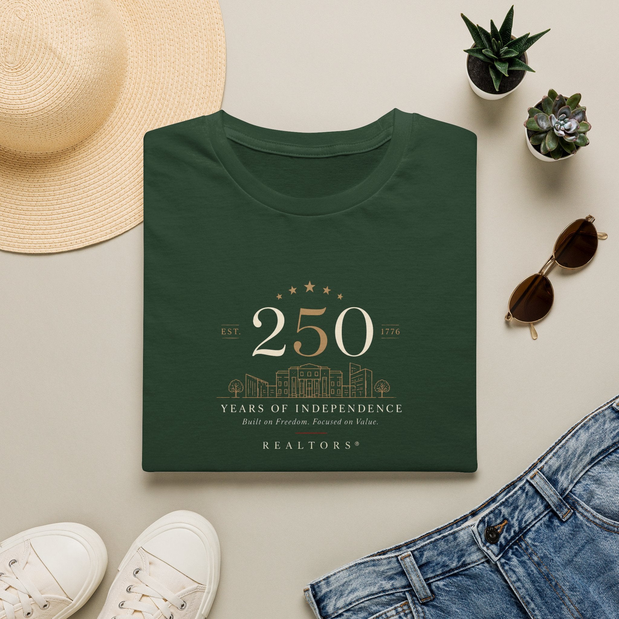 250th Anniversary T-Shirt — Minimal Gold '250' Celebration Tee