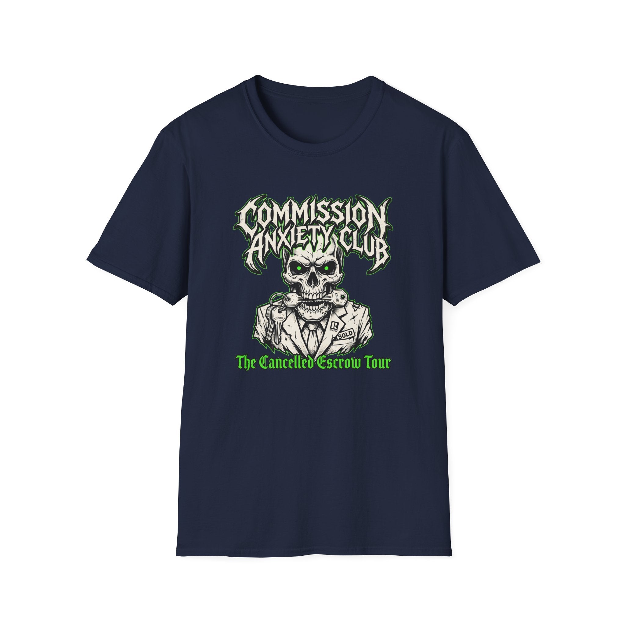 Commission Anxiety Club T‑Shirt — Skull Graphic Tee for Artists & Creators