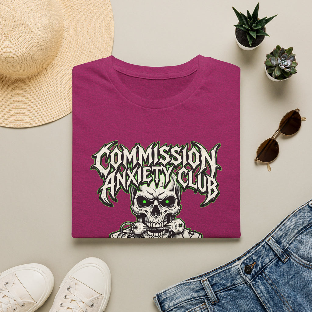 Commission Anxiety Club T‑Shirt — Skull Graphic Tee for Artists & Creators
