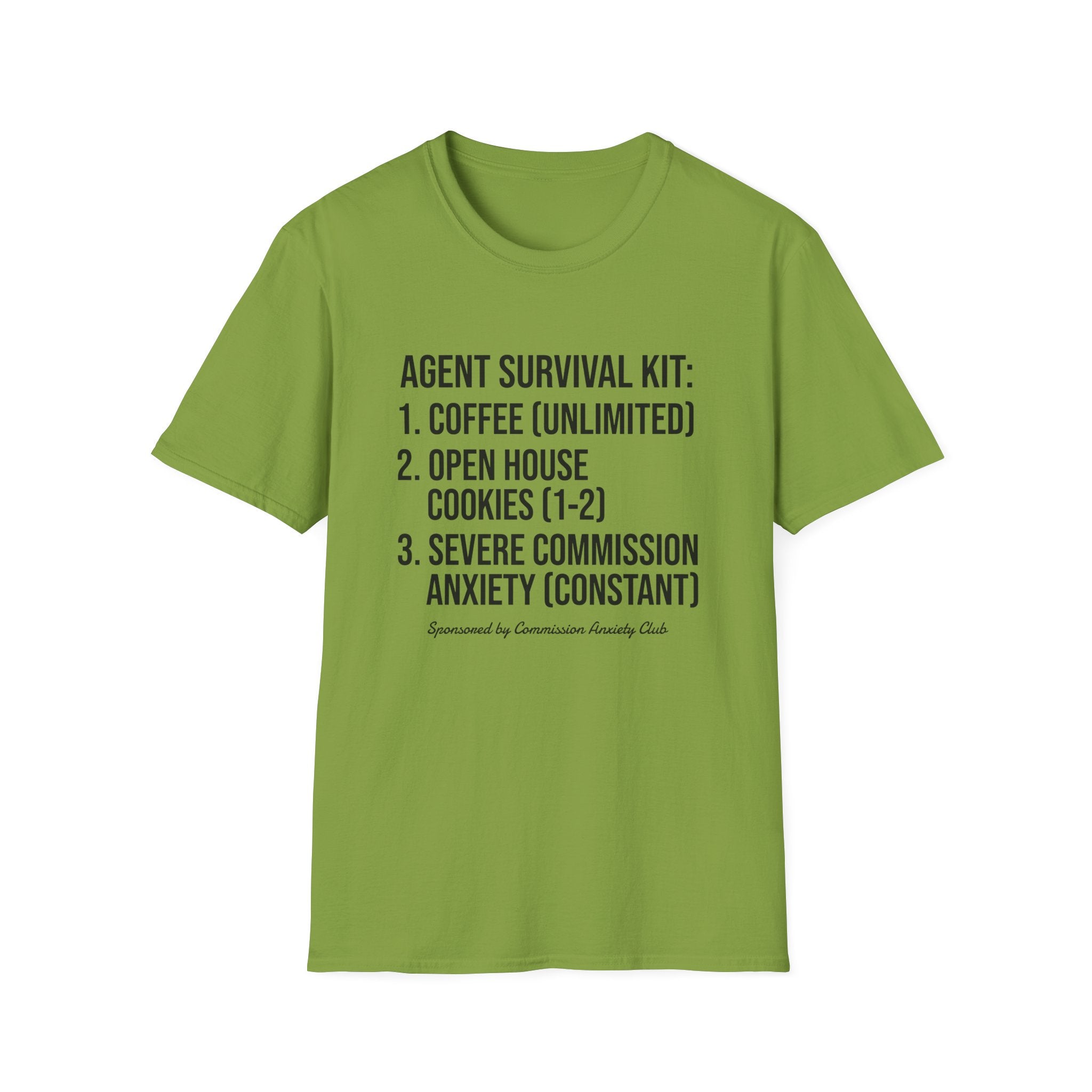 Agent Survival Kit T-Shirt — Funny Real Estate Agent Shirt (Coffee, Open House Cookies)