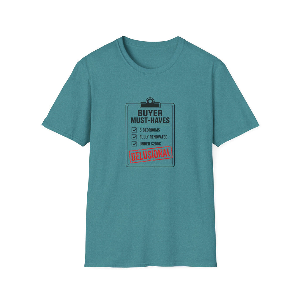 T-Shirt — "Buyer Must-Haves" Real Estate Checklist Graphic Tee