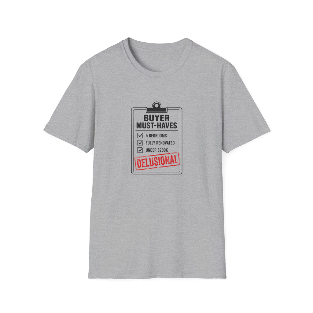 T-Shirt — "Buyer Must-Haves" Real Estate Checklist Graphic Tee