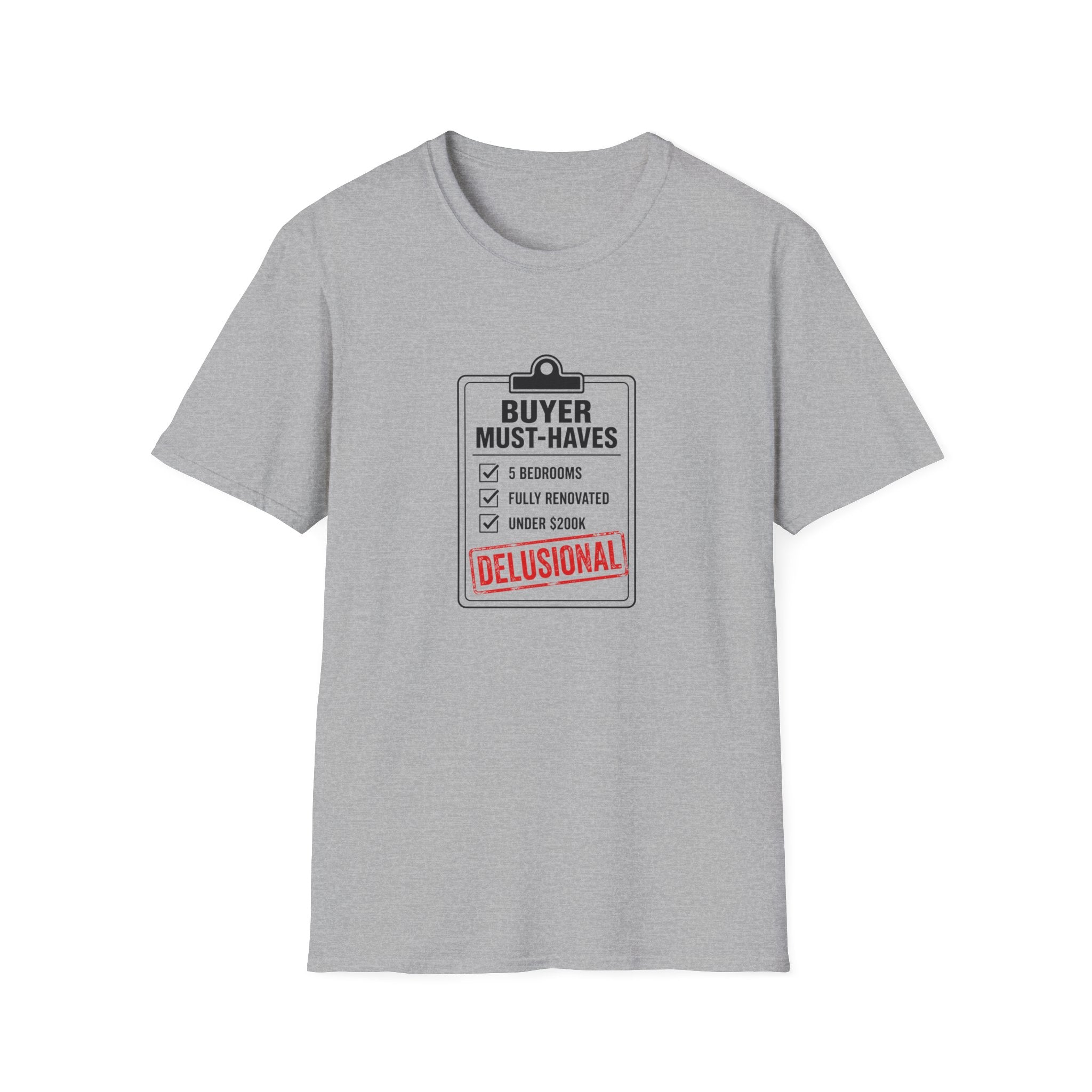 T-Shirt — "Buyer Must-Haves" Real Estate Checklist Graphic Tee