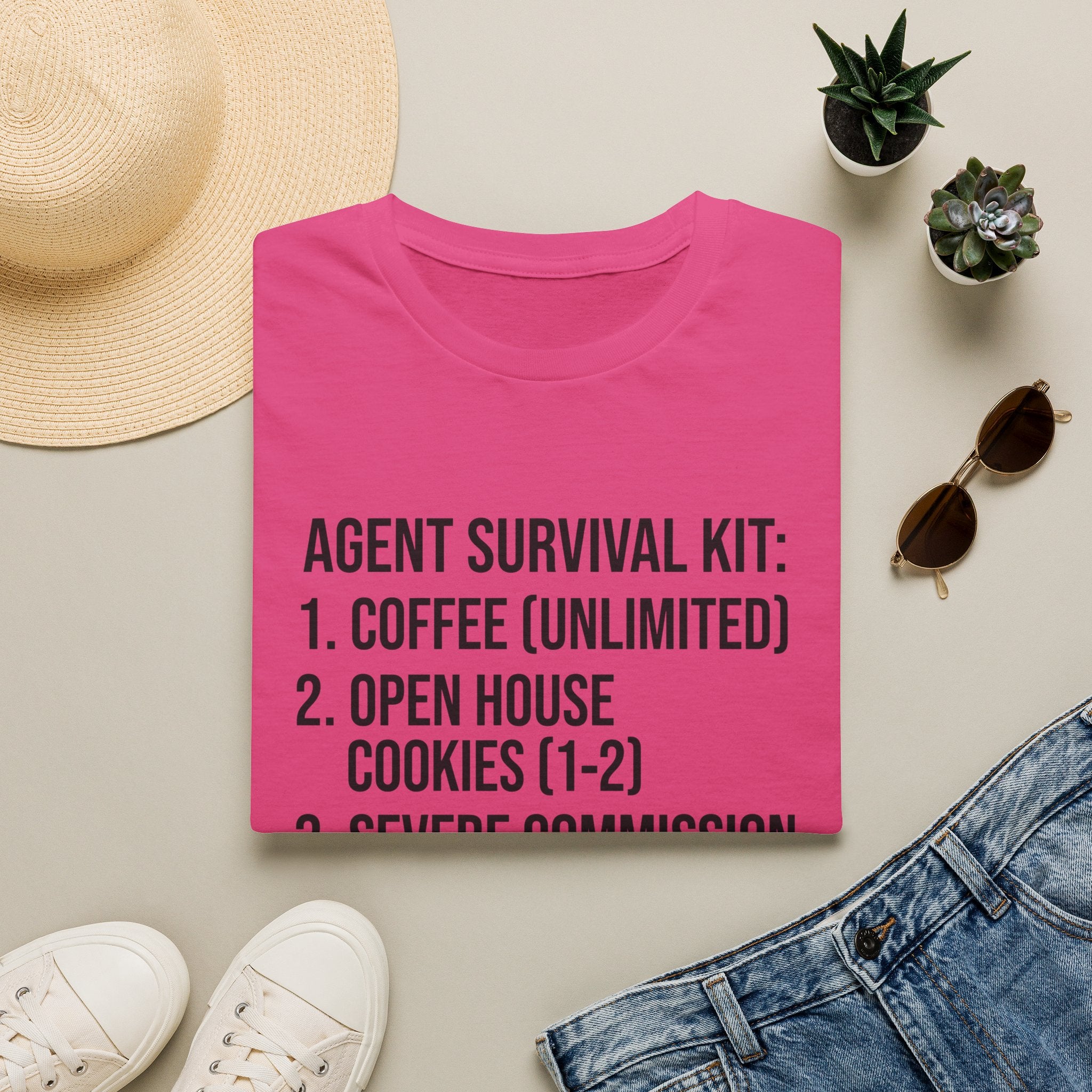 Agent Survival Kit T-Shirt — Funny Real Estate Agent Shirt (Coffee, Open House Cookies)