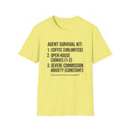 Agent Survival Kit T-Shirt — Funny Real Estate Agent Shirt (Coffee, Open House Cookies)