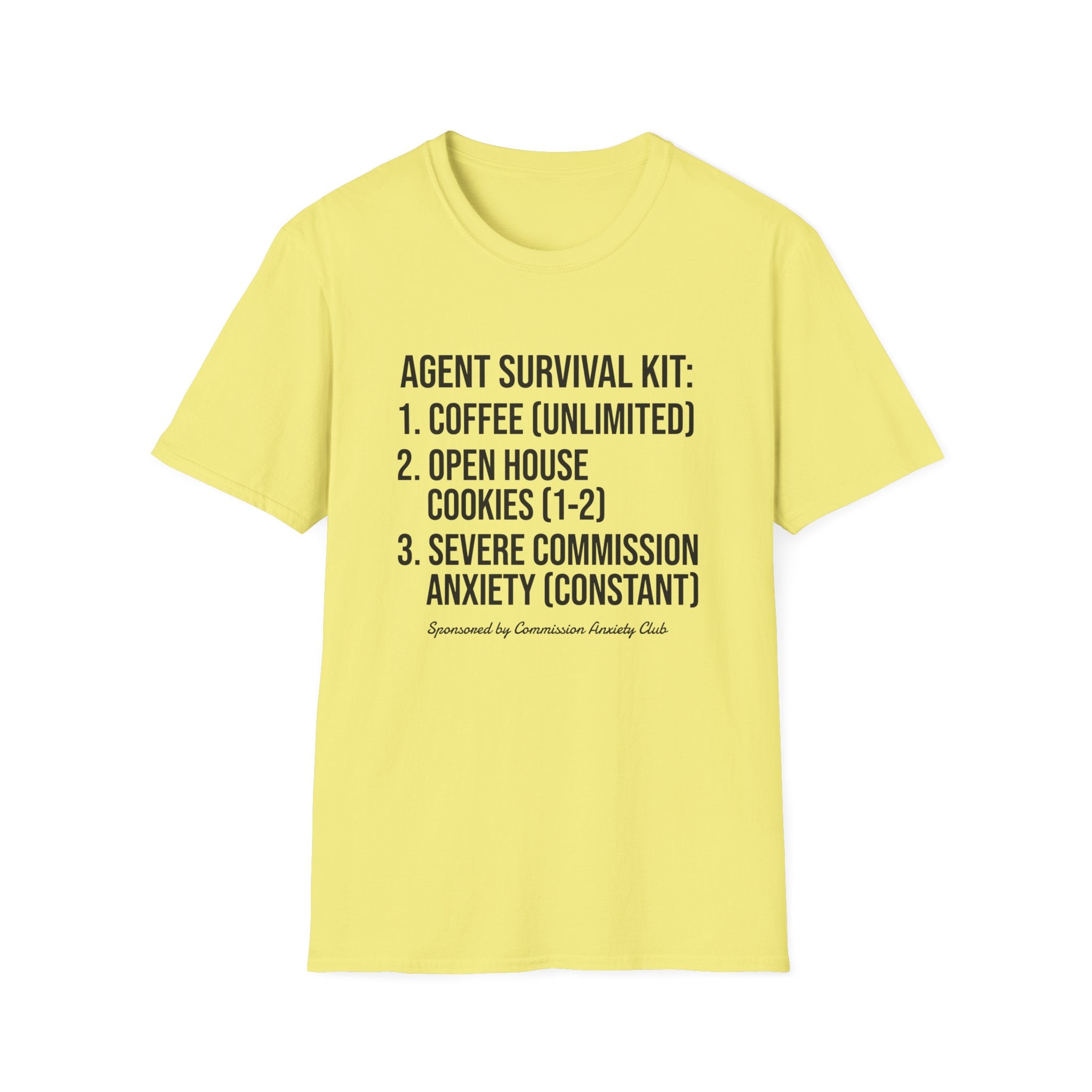 Agent Survival Kit T-Shirt — Funny Real Estate Agent Shirt (Coffee, Open House Cookies)