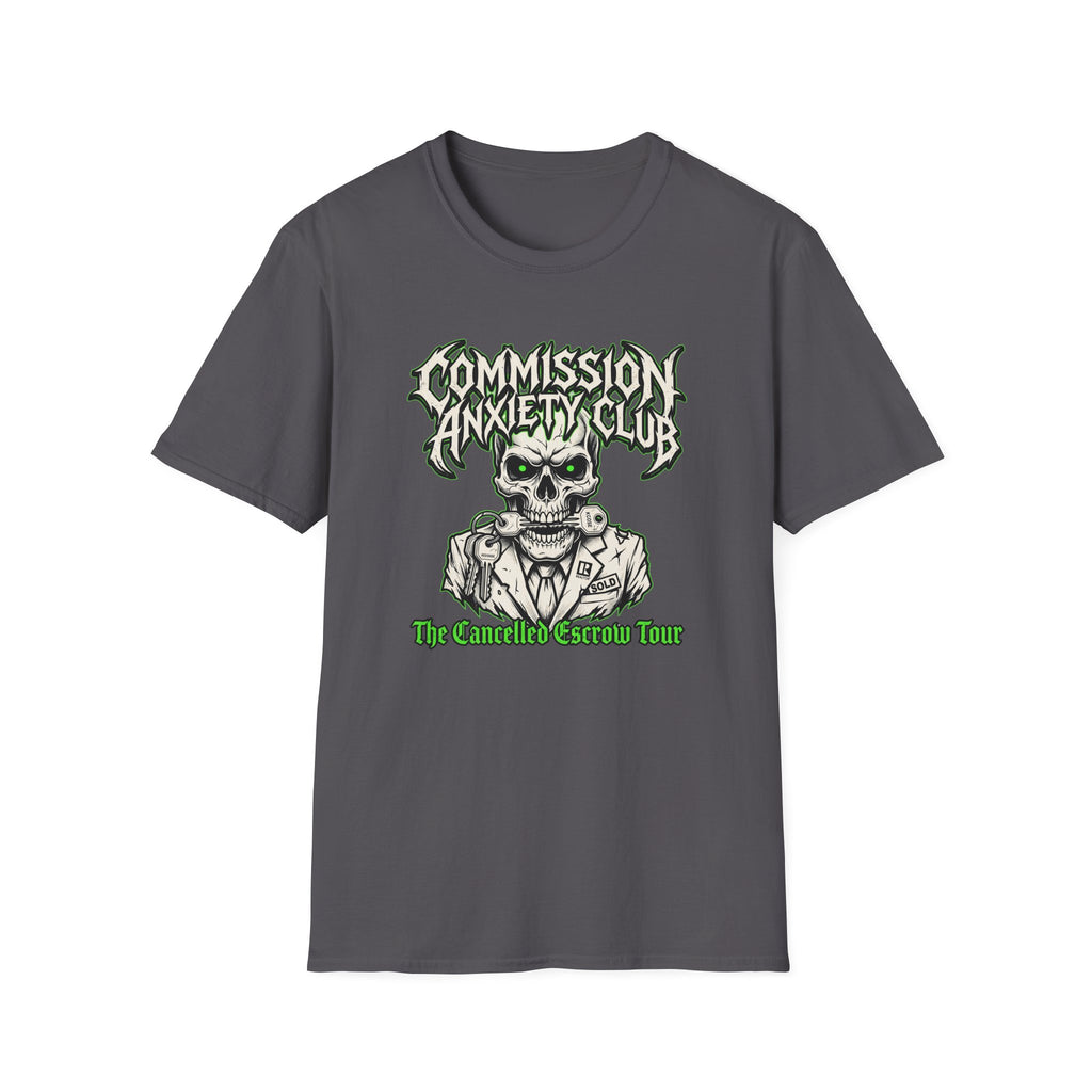 Commission Anxiety Club T‑Shirt — Skull Graphic Tee for Artists & Creators
