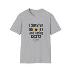 I Survive On Coffee And Closing Costs T-Shirt — Real Estate Agent Coffee Tee