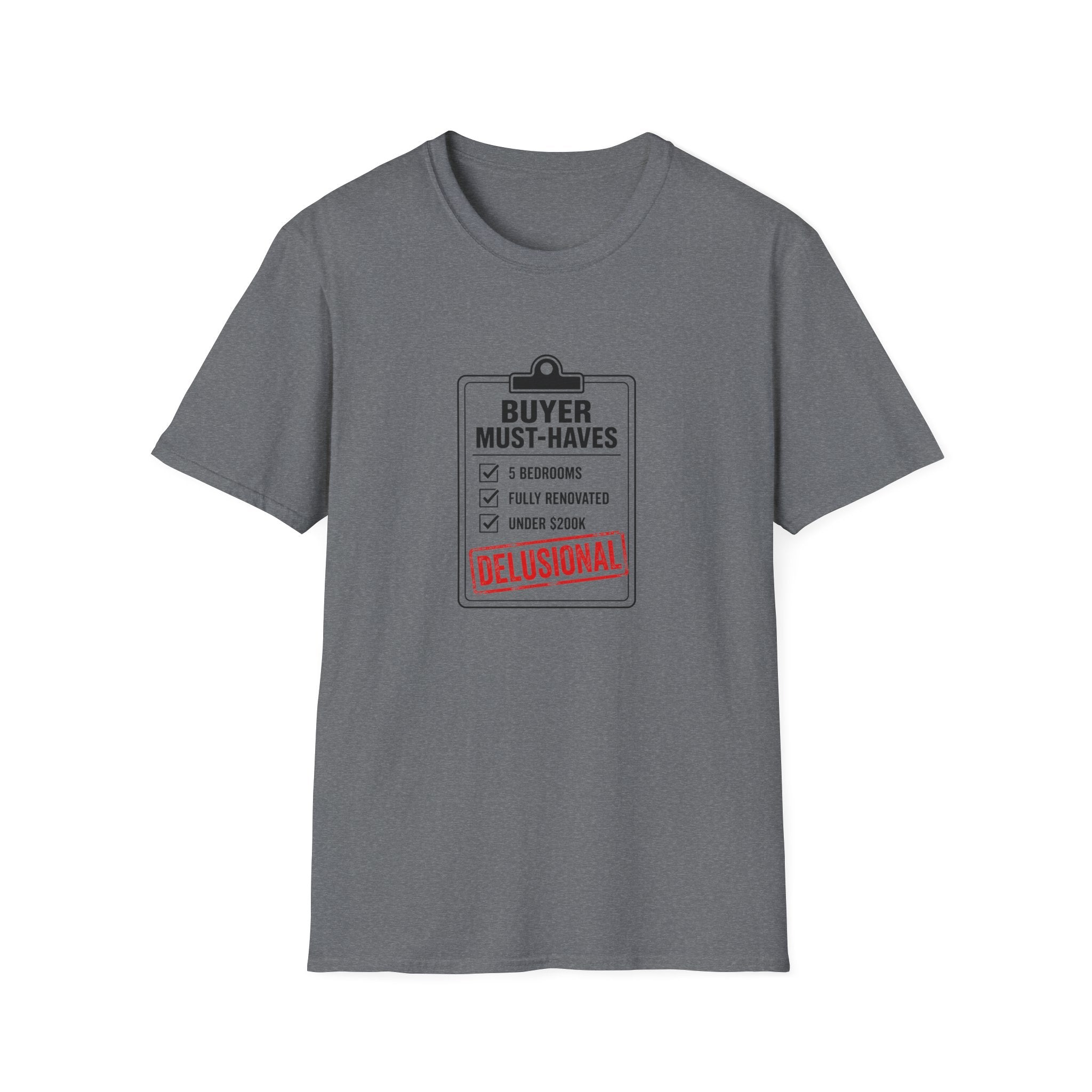T-Shirt — "Buyer Must-Haves" Real Estate Checklist Graphic Tee