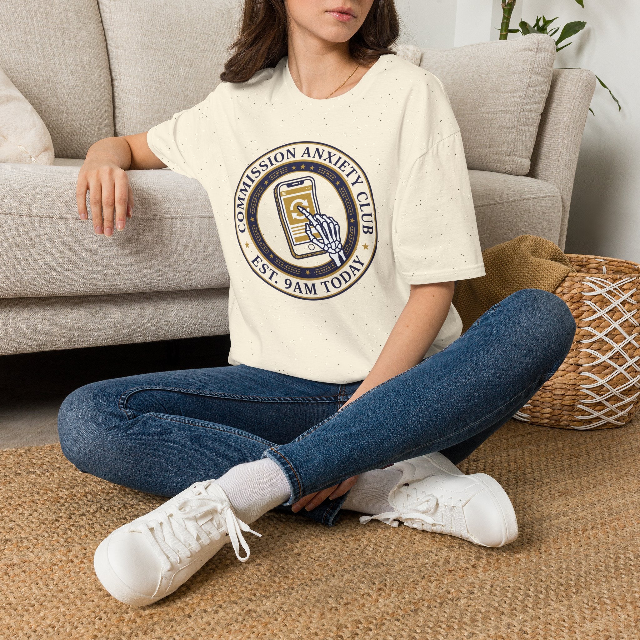 T-Shirt — "Commission Anxiety Club" Graphic Tee (Est. 9AM Today) — Artist Humor, Freelance & Creator Gift