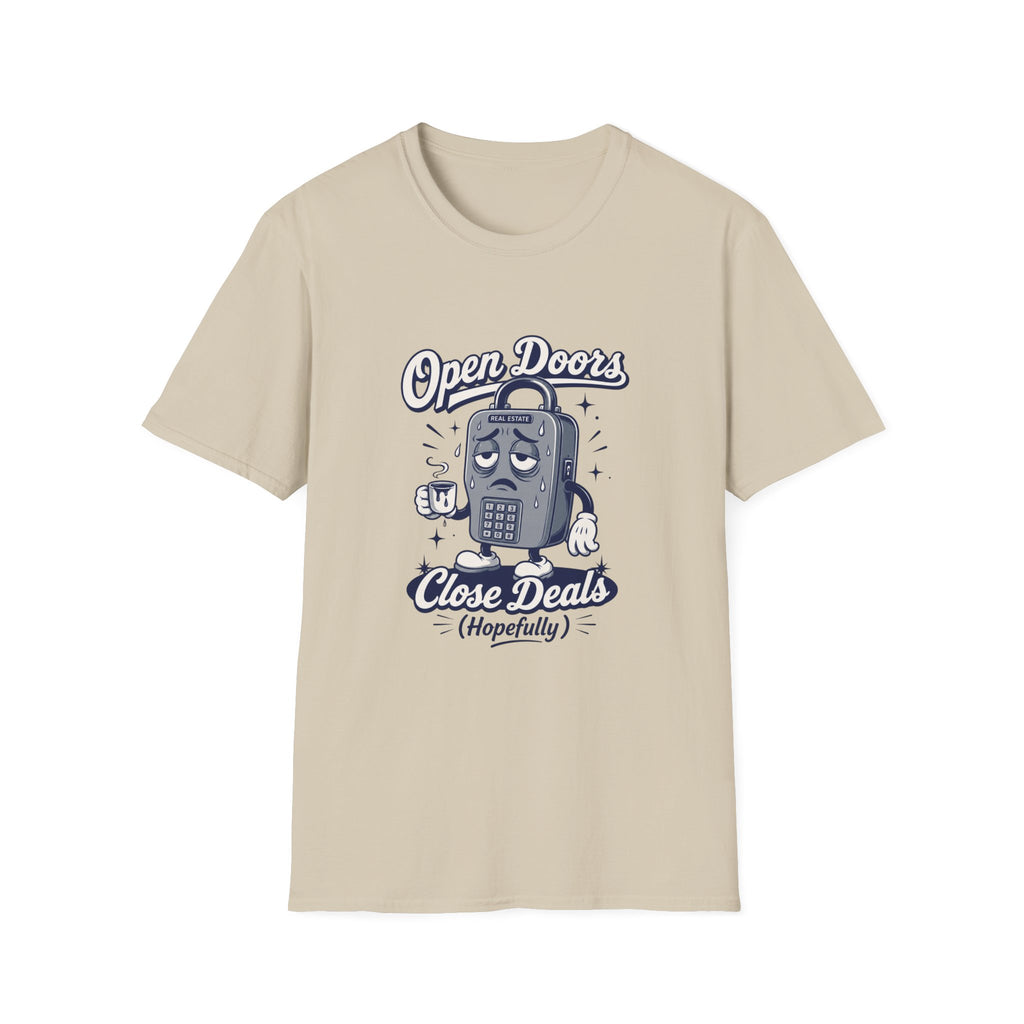 T-shirt Open Doors Close Deals T-Shirt — Real Estate Agent Funny Graphic Tee