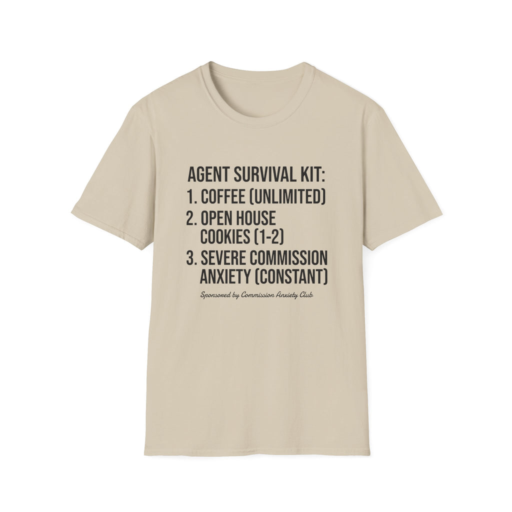 Agent Survival Kit T-Shirt — Funny Real Estate Agent Shirt (Coffee, Open House Cookies)