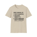Agent Survival Kit T-Shirt — Funny Real Estate Agent Shirt (Coffee, Open House Cookies)