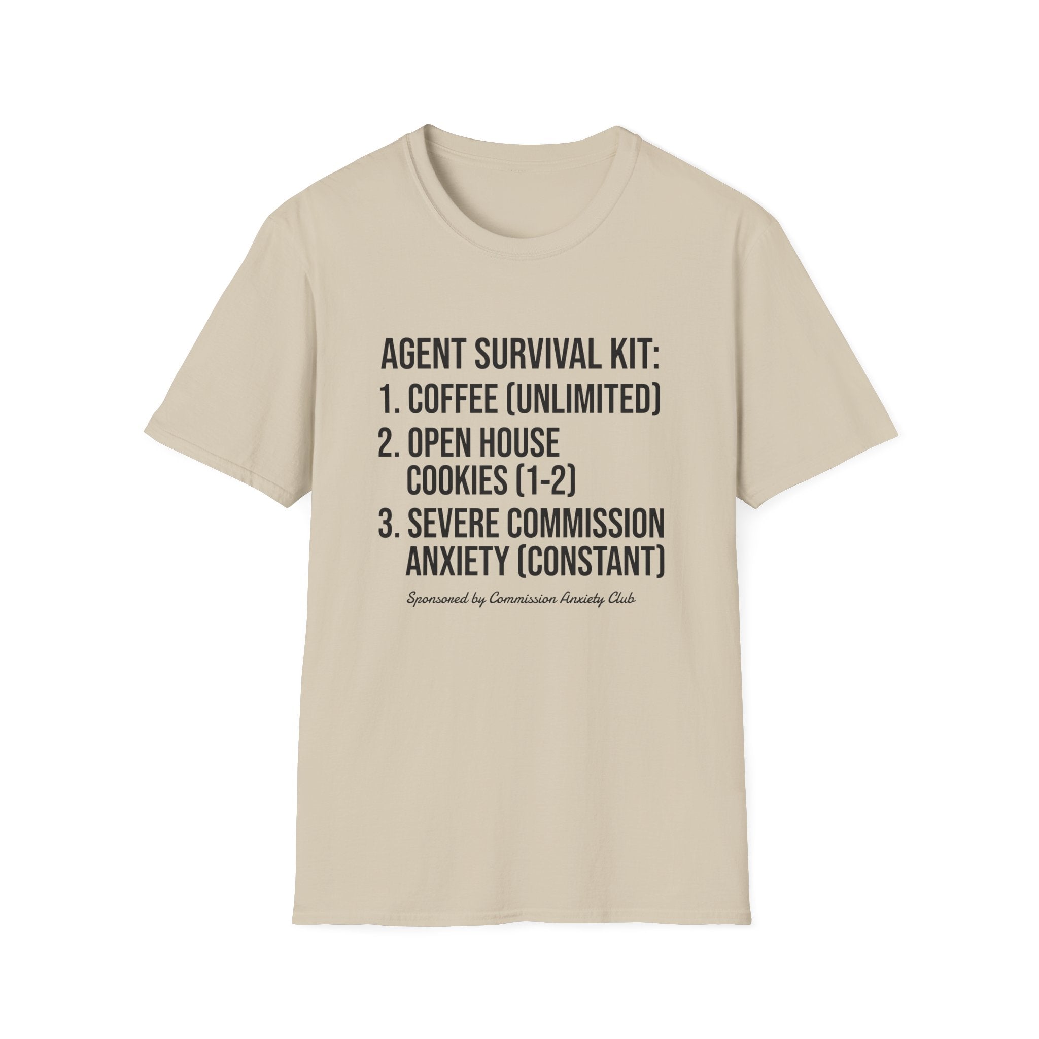 Agent Survival Kit T-Shirt — Funny Real Estate Agent Shirt (Coffee, Open House Cookies)