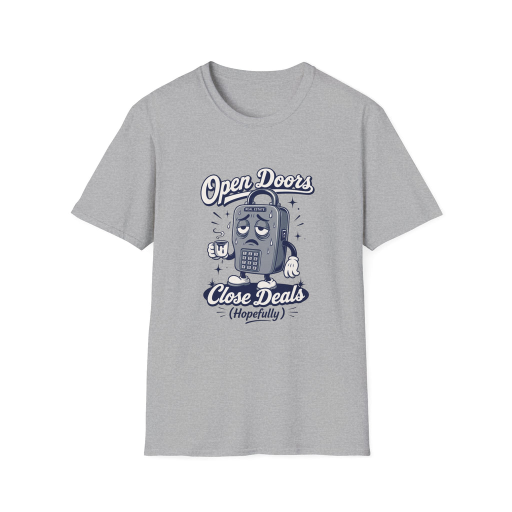 T-shirt Open Doors Close Deals T-Shirt — Real Estate Agent Funny Graphic Tee