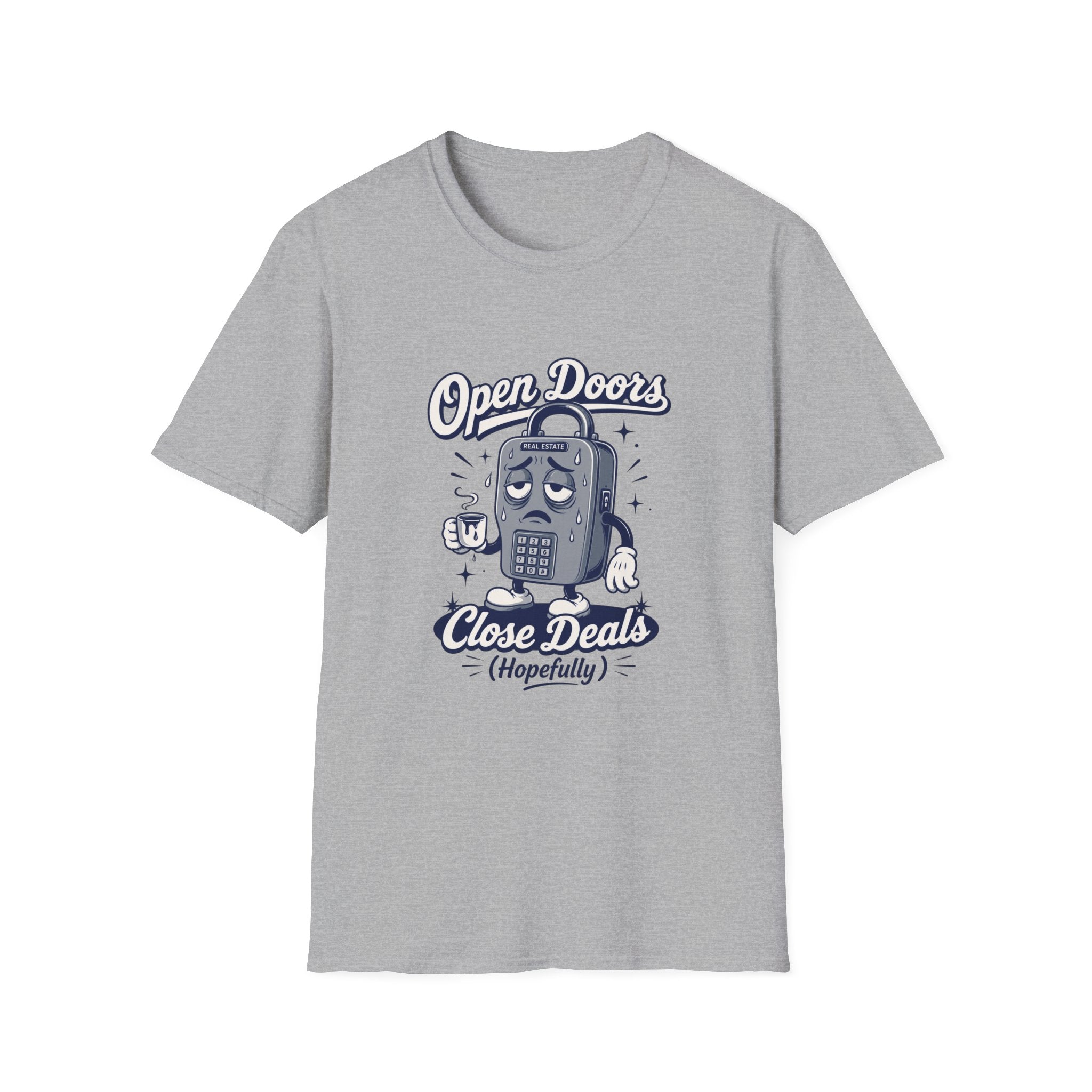 T-shirt Open Doors Close Deals T-Shirt — Real Estate Agent Funny Graphic Tee
