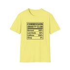 Commission Anxiety Club T-Shirt — Burnout 100%, Caffeine 200% Graphic Tee