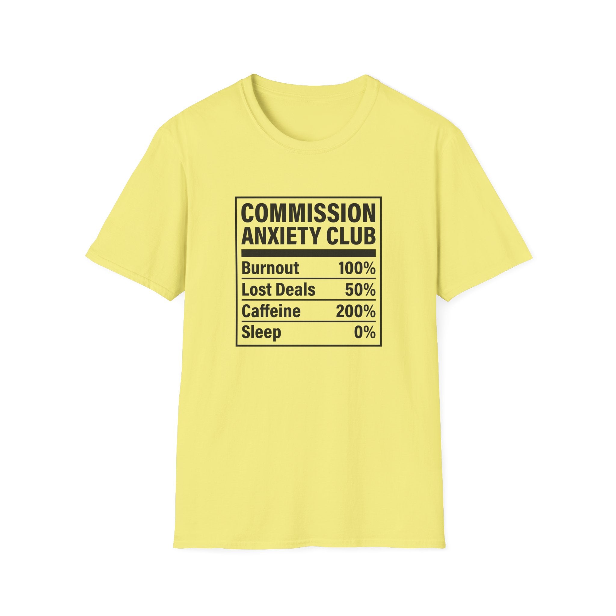 Commission Anxiety Club T-Shirt — Burnout 100%, Caffeine 200% Graphic Tee