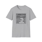 Commission Anxiety Club T-Shirt — Burnout 100%, Caffeine 200% Graphic Tee