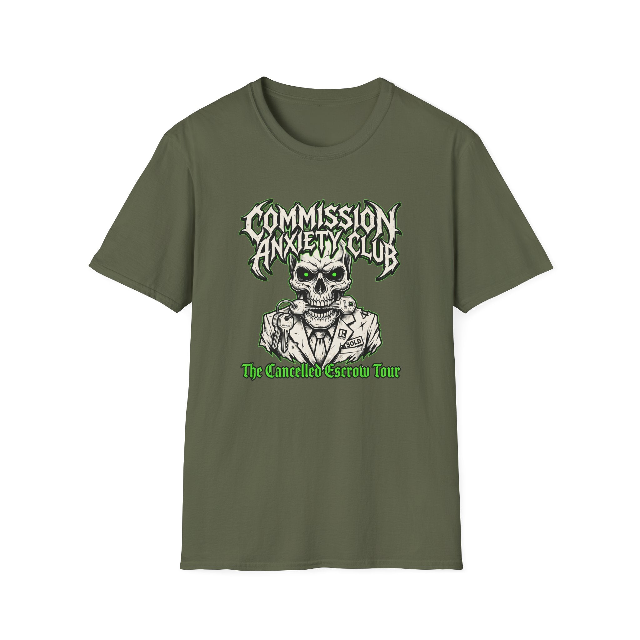 Commission Anxiety Club T‑Shirt — Skull Graphic Tee for Artists & Creators