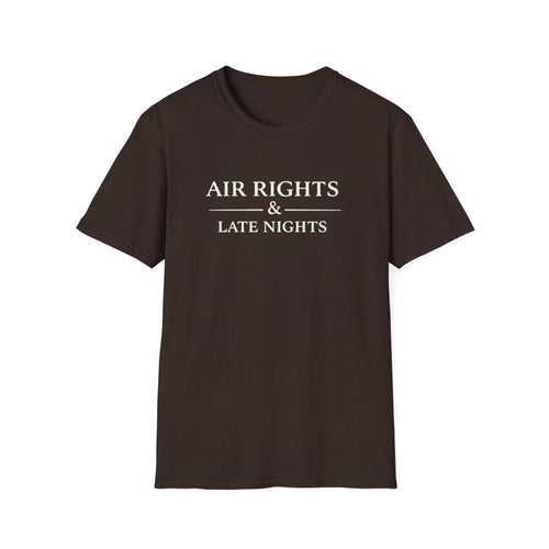 Air Rights & Late Nights T‑Shirt — Vintage Minimalist Typography Tee for Night Owls