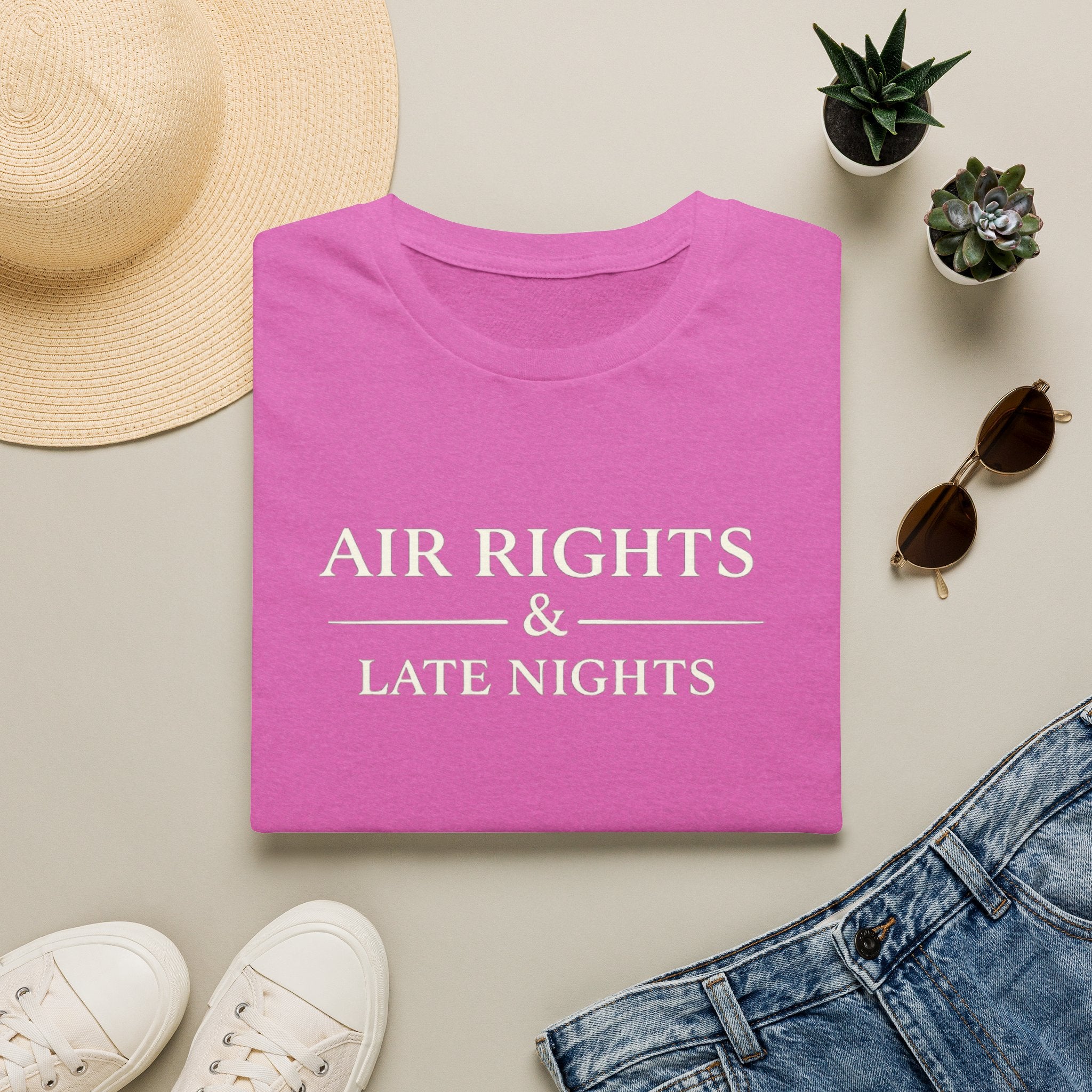 Air Rights & Late Nights T‑Shirt — Vintage Minimalist Typography Tee for Night Owls