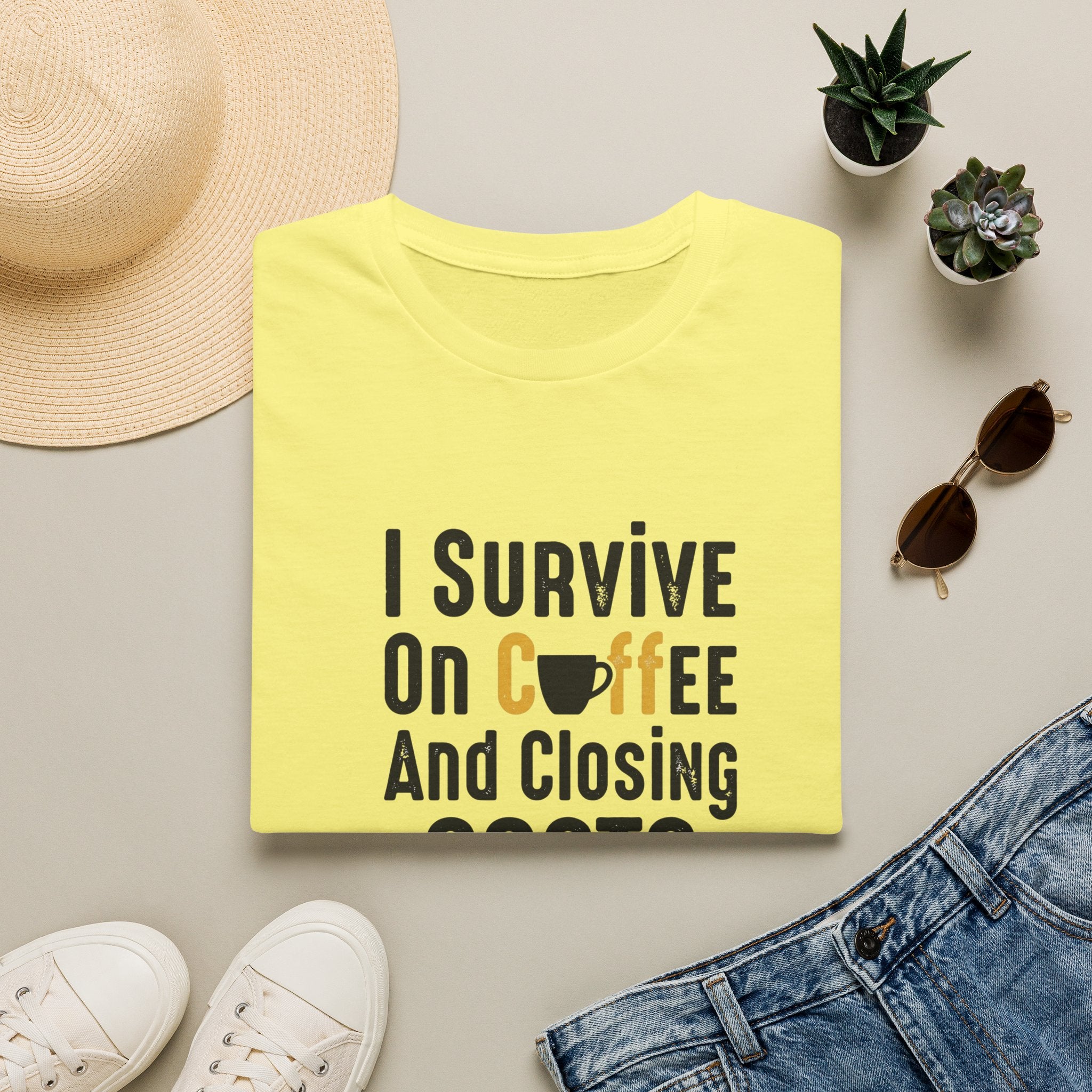 I Survive On Coffee And Closing Costs T-Shirt — Real Estate Agent Coffee Tee
