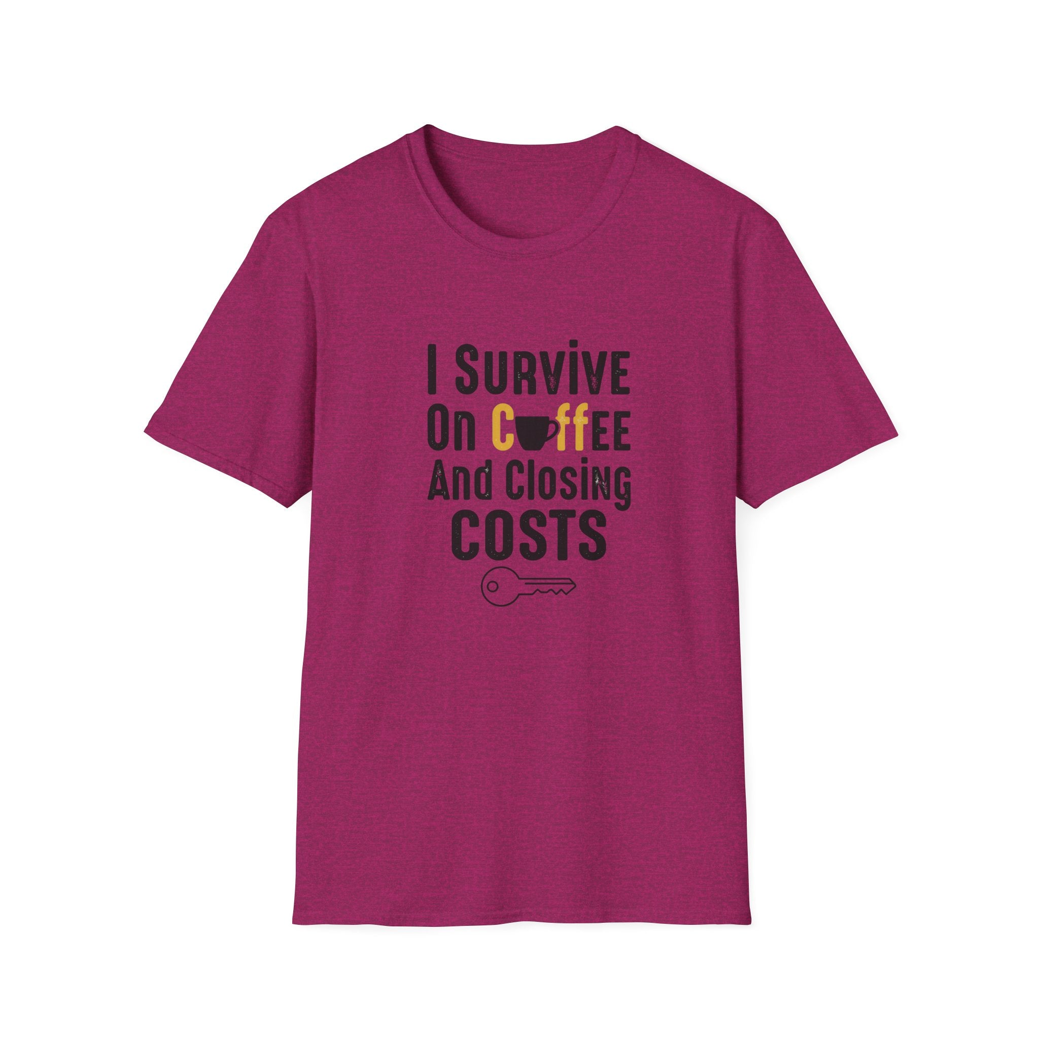 I Survive On Coffee And Closing Costs T-Shirt — Real Estate Agent Coffee Tee