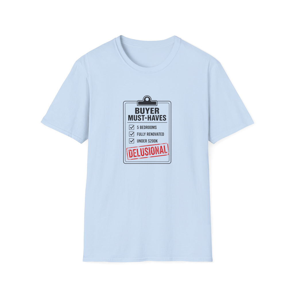 T-Shirt — "Buyer Must-Haves" Real Estate Checklist Graphic Tee