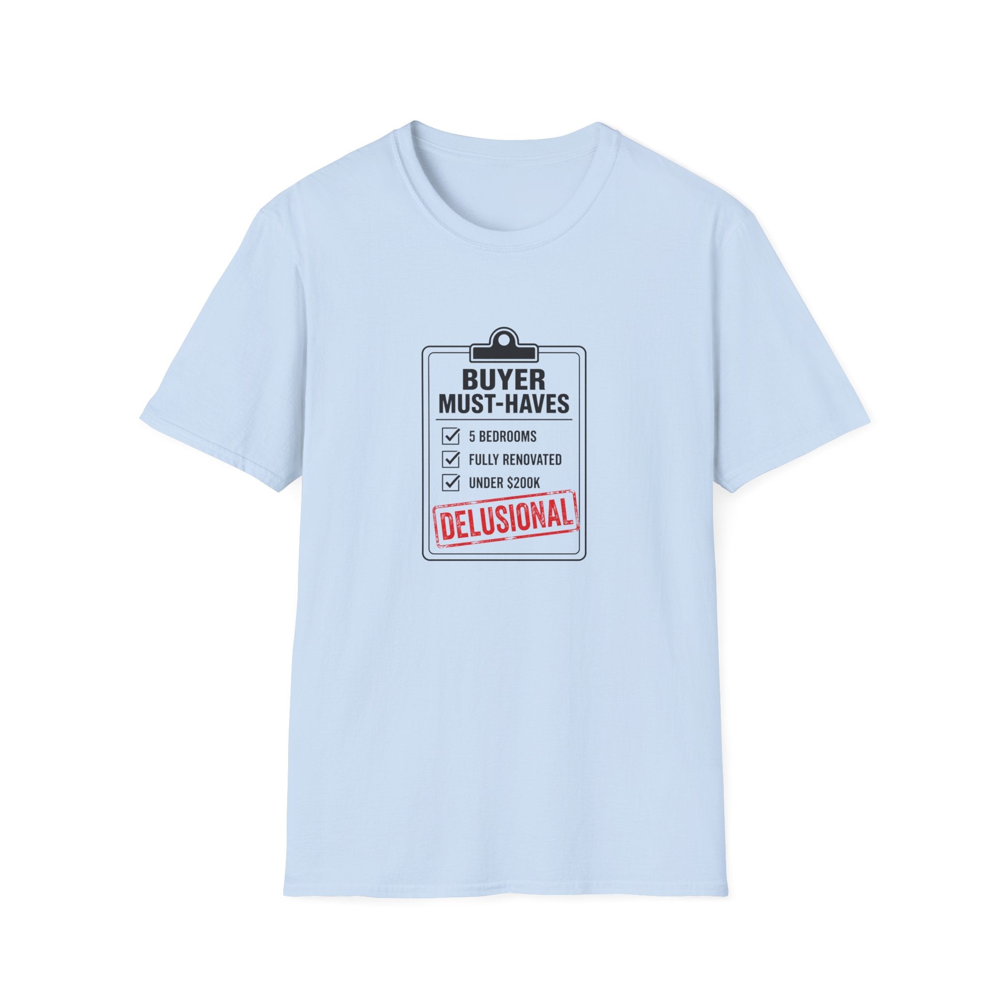 T-Shirt — "Buyer Must-Haves" Real Estate Checklist Graphic Tee