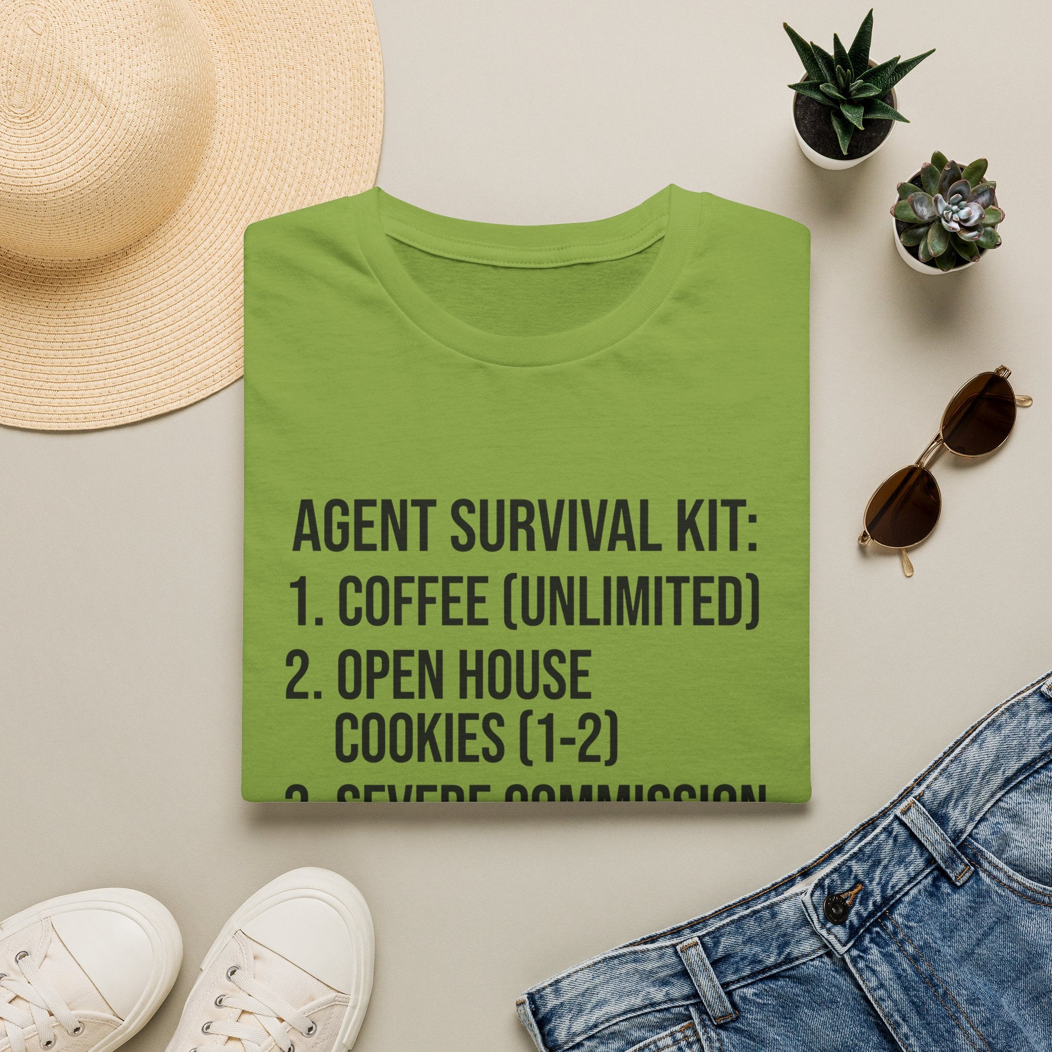 Agent Survival Kit T-Shirt — Funny Real Estate Agent Shirt (Coffee, Open House Cookies)