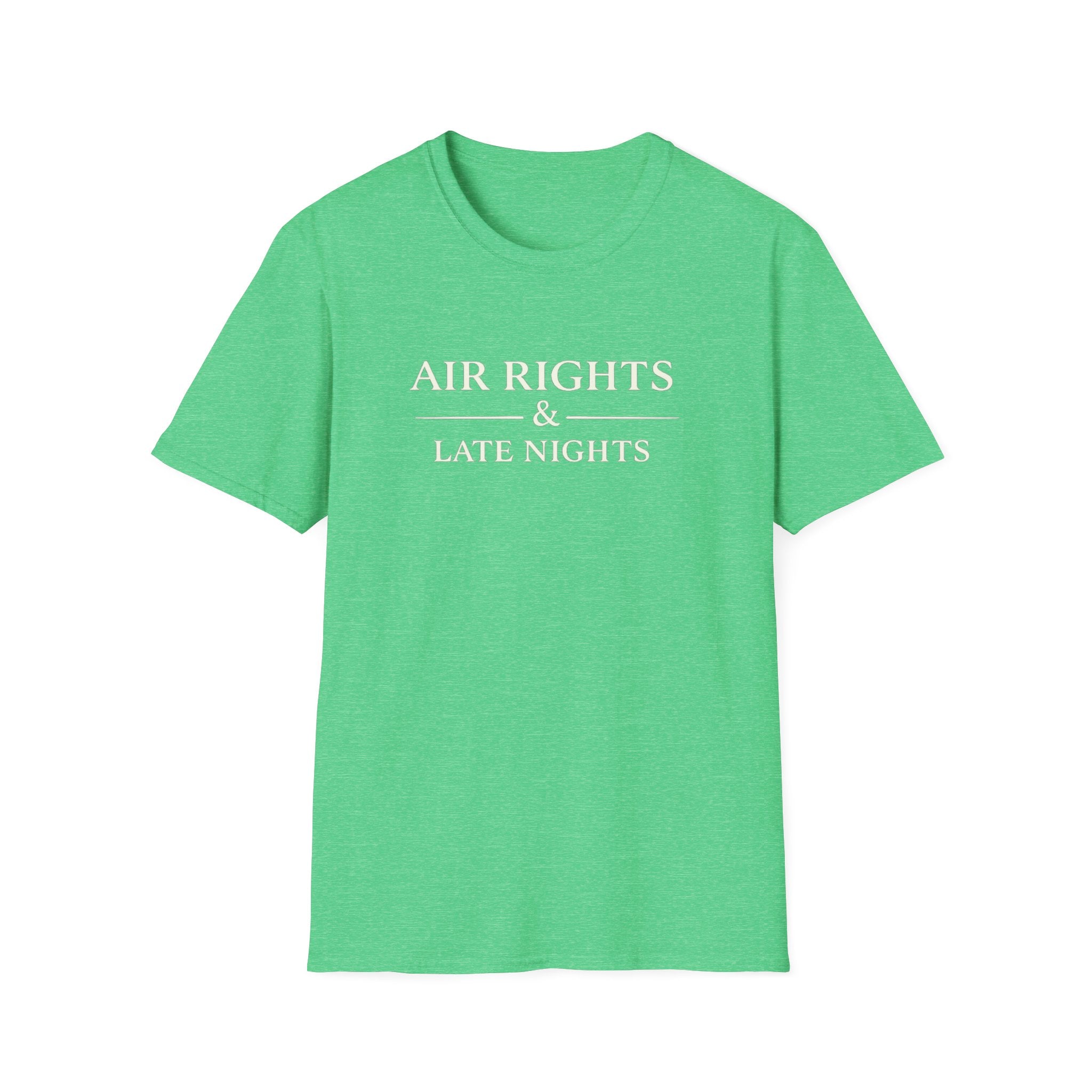 Air Rights & Late Nights T‑Shirt — Vintage Minimalist Typography Tee for Night Owls