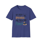 T-Shirt — "My Body Is At This Open House, My Mind Is On A Beach" Beach House Real Estate Tee