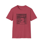 Commission Anxiety Club T-Shirt — Burnout 100%, Caffeine 200% Graphic Tee
