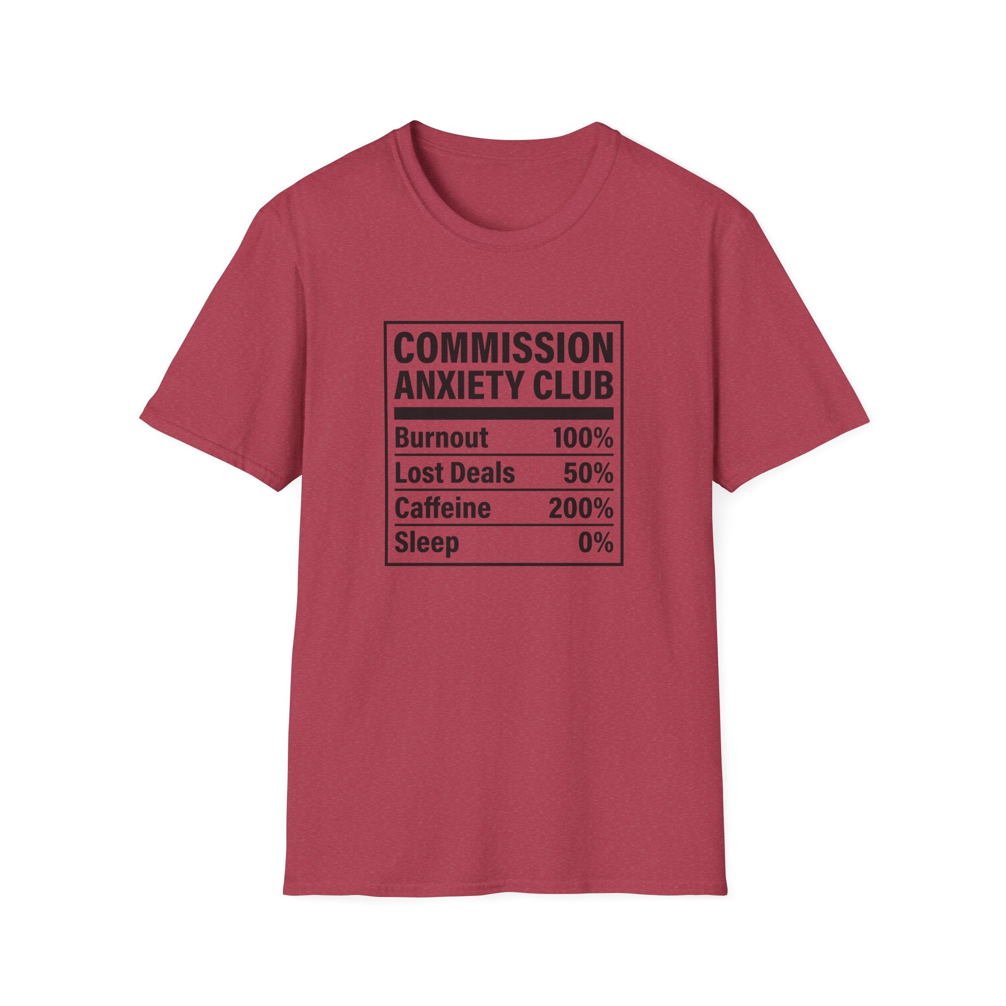 Commission Anxiety Club T-Shirt — Burnout 100%, Caffeine 200% Graphic Tee