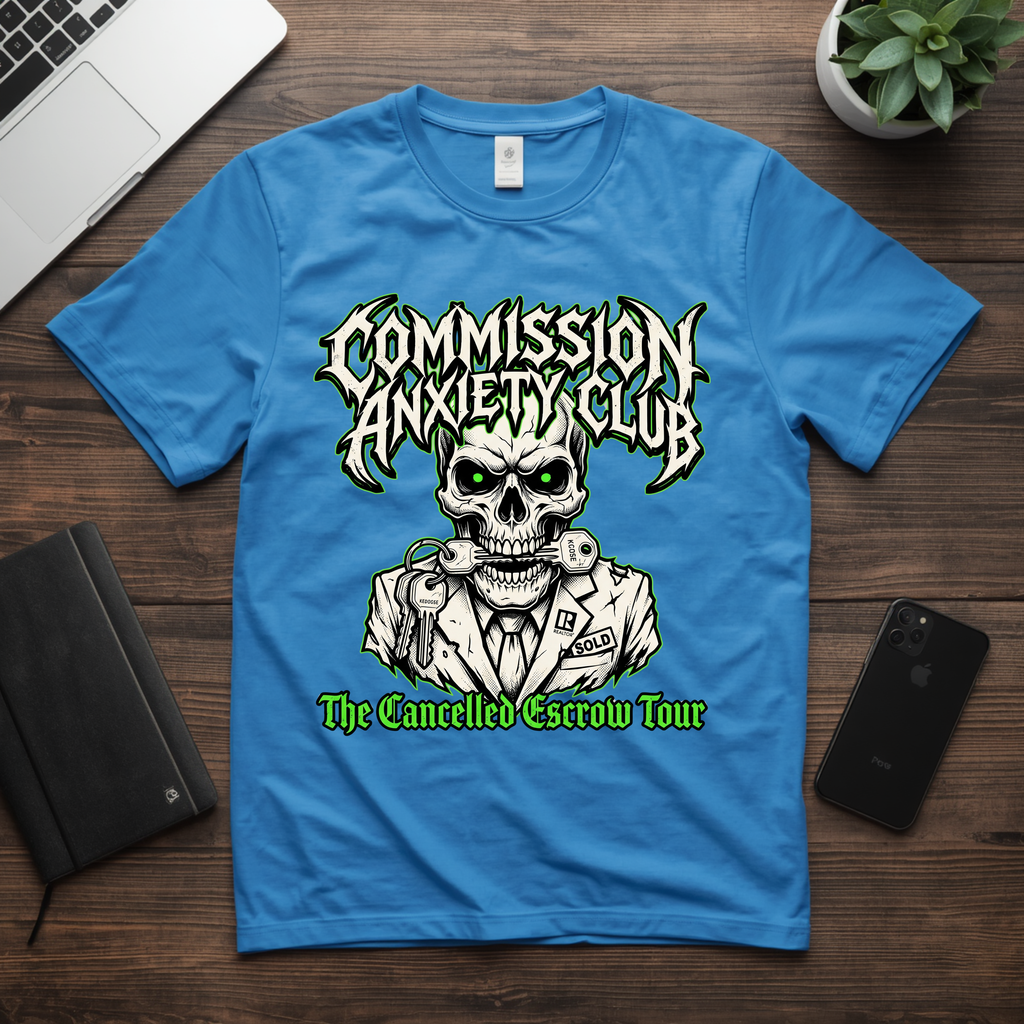 Commission Anxiety Club T‑Shirt — Skull Graphic Tee for Artists & Creators