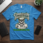 Commission Anxiety Club T‑Shirt — Skull Graphic Tee for Artists & Creators