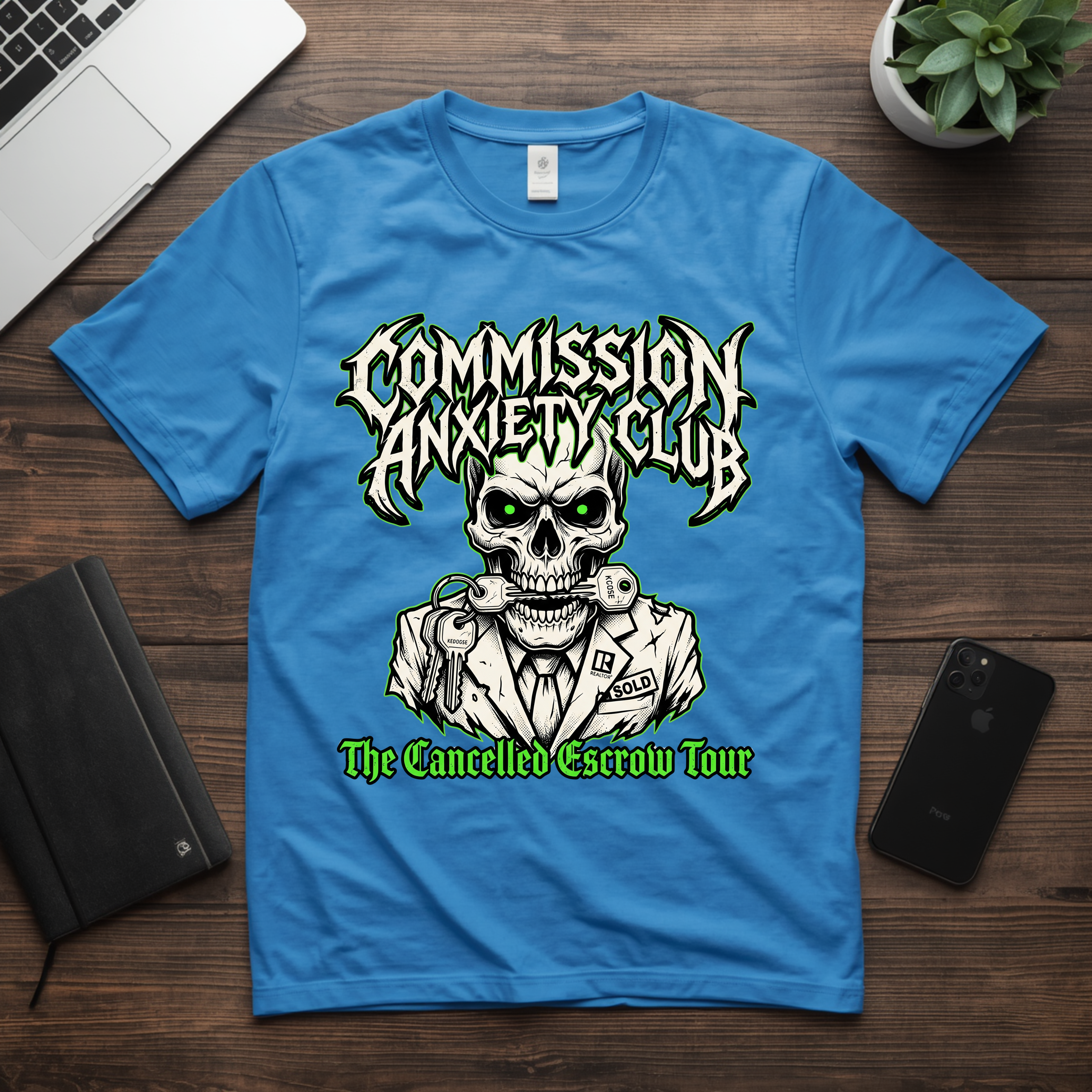 Commission Anxiety Club T‑Shirt — Skull Graphic Tee for Artists & Creators