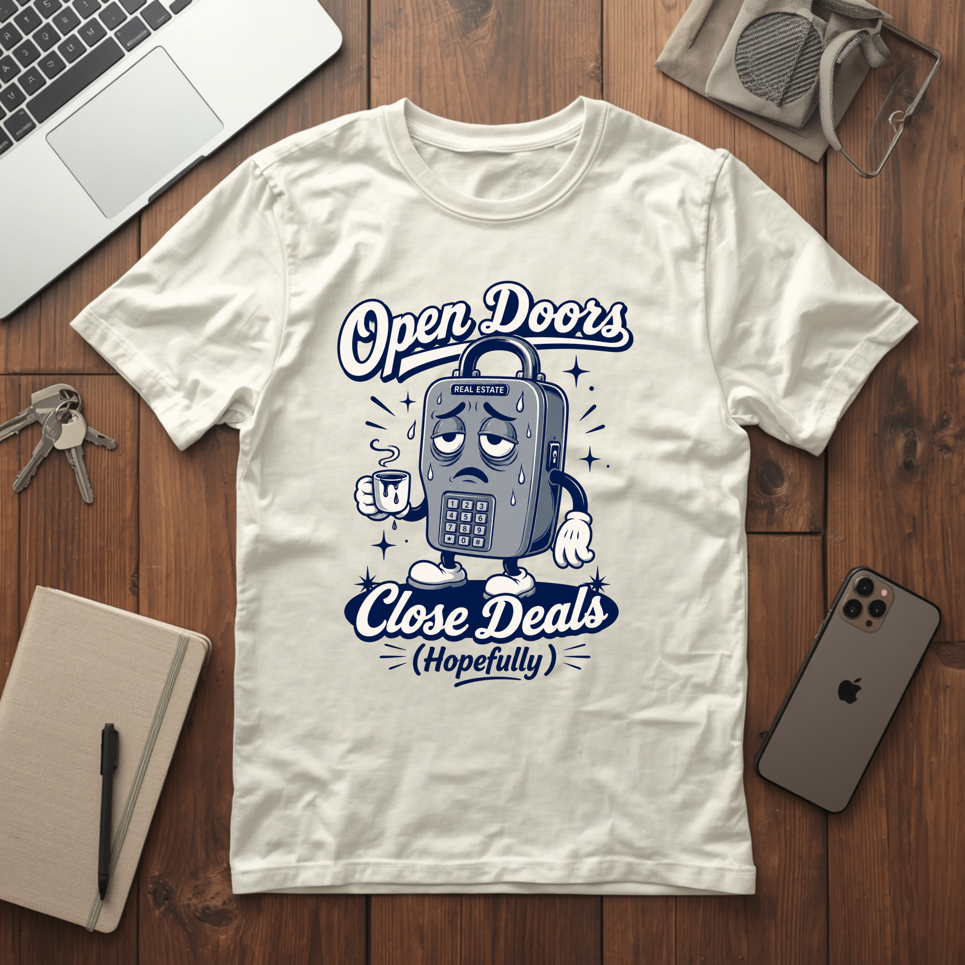 T-shirt Open Doors Close Deals T-Shirt — Real Estate Agent Funny Graphic Tee