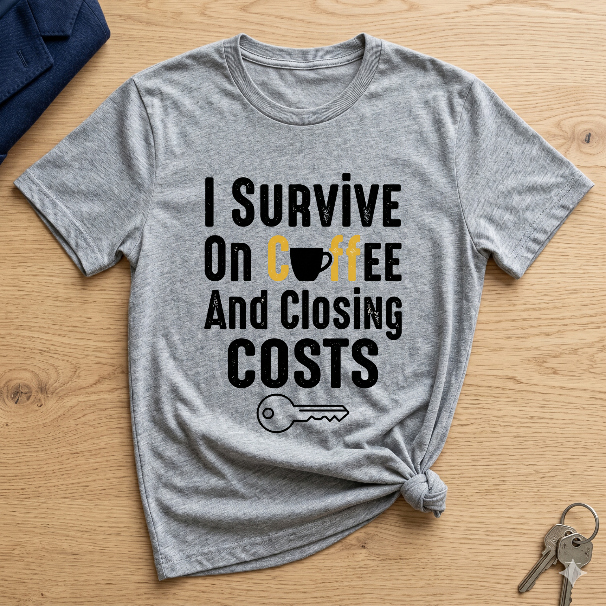 I Survive On Coffee And Closing Costs T-Shirt — Real Estate Agent Coffee Tee