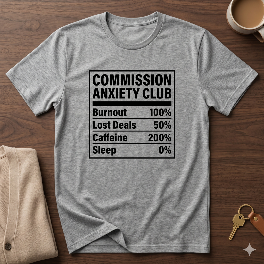 Commission Anxiety Club T-Shirt — Burnout 100%, Caffeine 200% Graphic Tee
