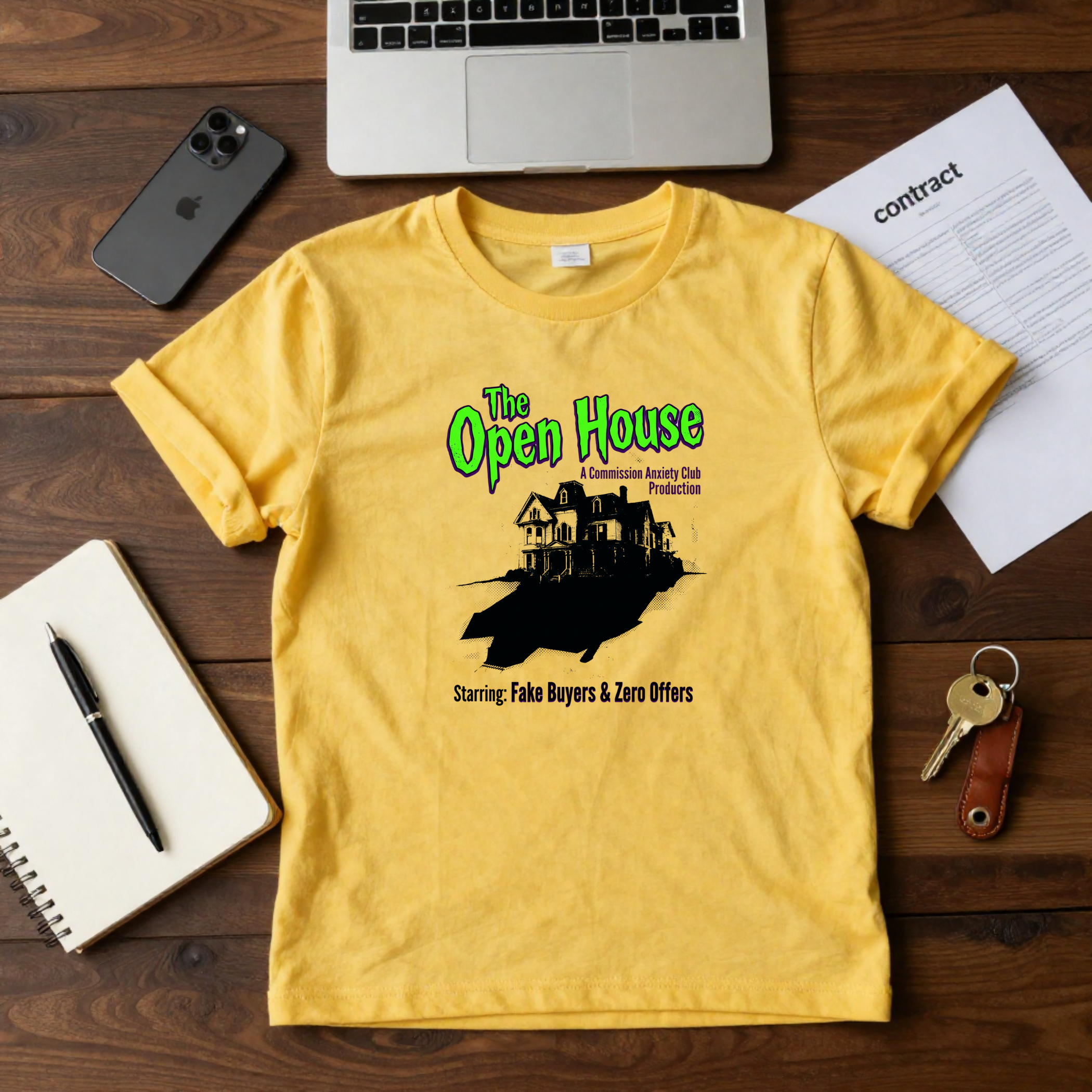 Yes I can sell you hounted house, Funny Real estateT-Shirt — Everyday Real estate agent Life Graphic Tee