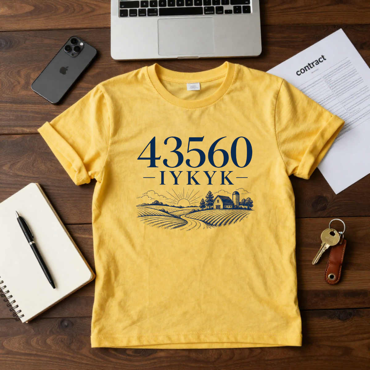 43560 IYKYK Zip Code T‑Shirt — Hometown Pride Farm Landscape