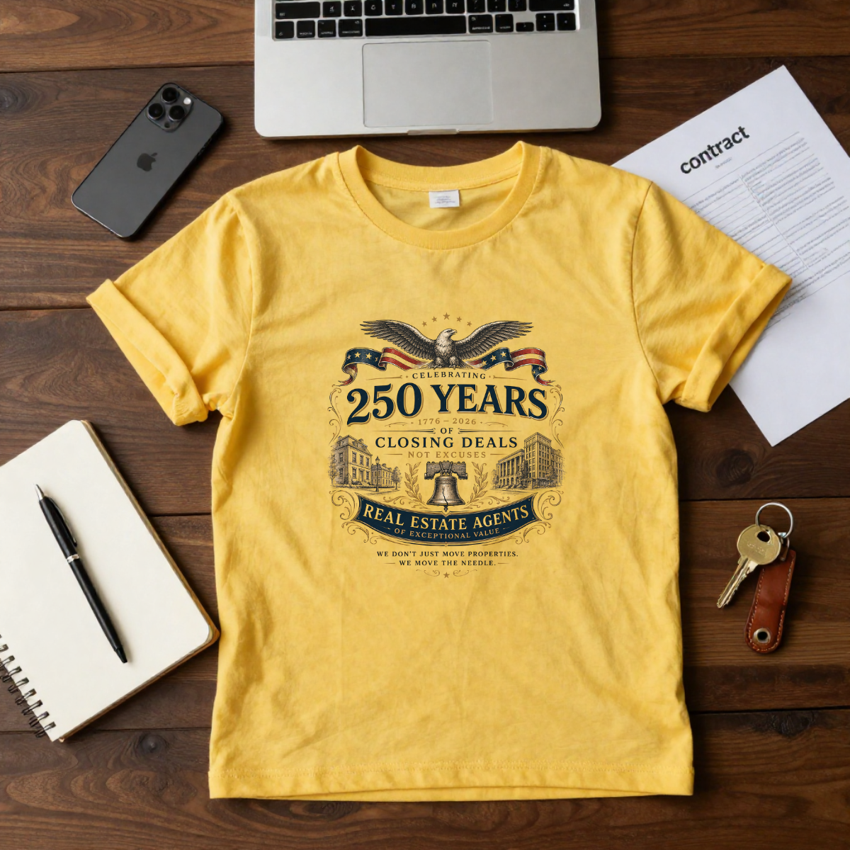 250 Years Celebrating Real Estate Agents T-Shirt — ‘Closing Deals’ Patriotic Eagle Tee