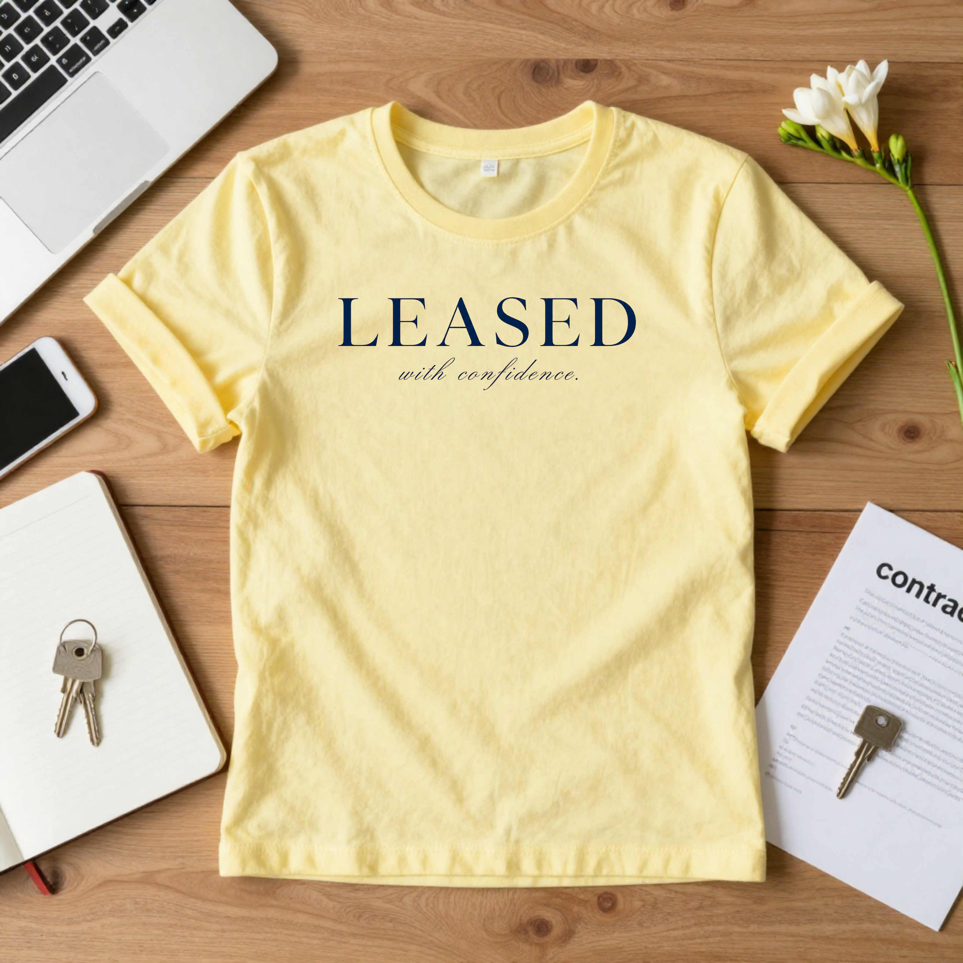 LEASED. with Confidence T-Shirt | Realtor Moving Announcement Tee