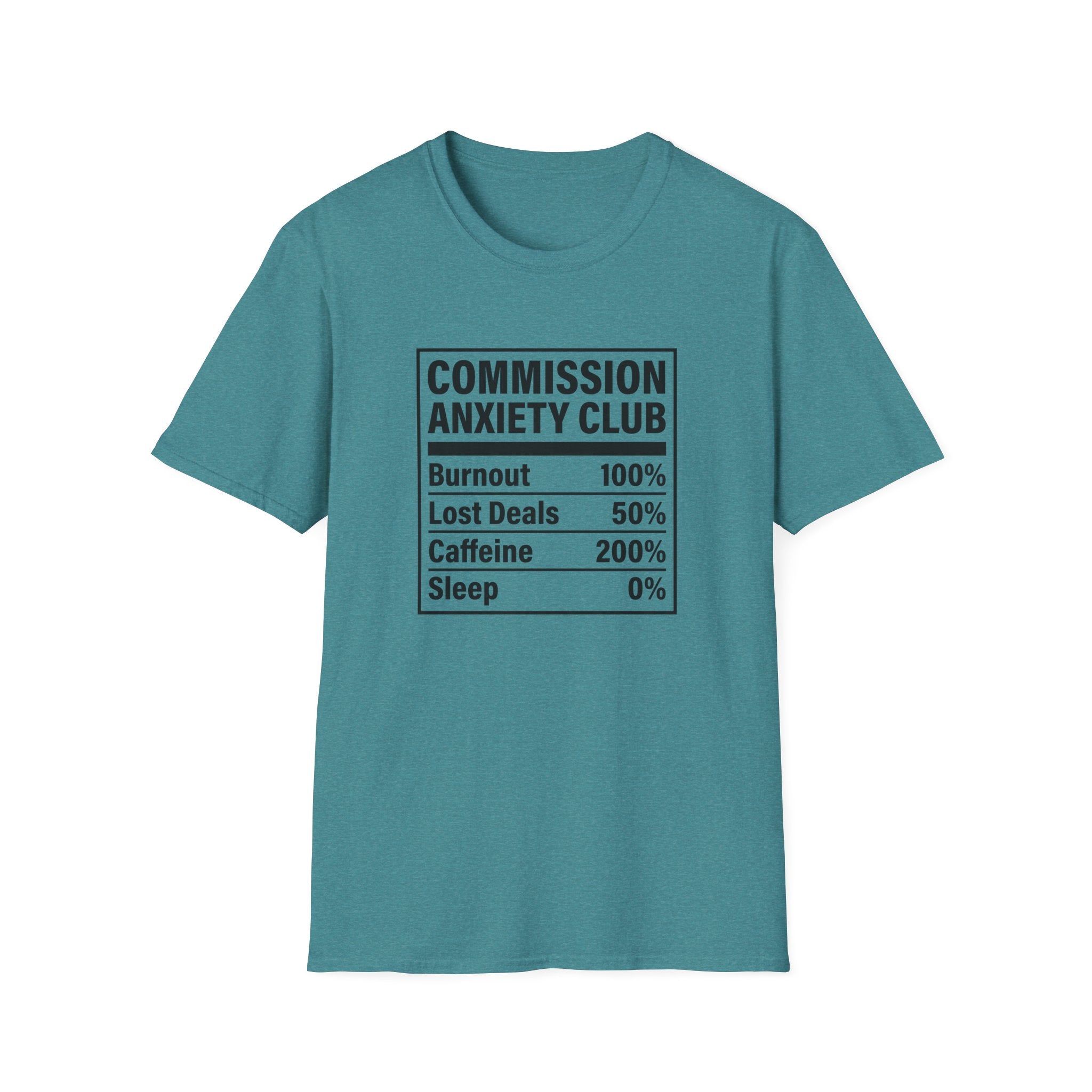 Commission Anxiety Club T-Shirt — Burnout 100%, Caffeine 200% Graphic Tee